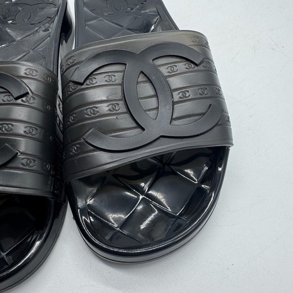 CHANEL PVC Transparent CC Flat Slide Sandals AUTHENTIC Size 36 - Picture 6 of 15